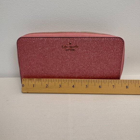 NEW Kate Spade Mavis Street Neda Zip Around Glitter Wallet Rose Pink - Picture 9 of 11